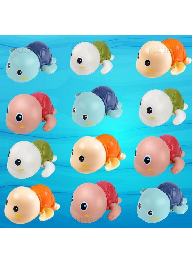 بلس بوينت ألعاب حمام PLUSPOINT، عبوة من 12 لعبة حمام سلحفاة سباحة لطيفة للأطفال الصغار من سن 1 إلى 3 سنوات، ألعاب عائمة تعمل باللف للأطفال بعمر عام واحد، ألعاب مائية لحوض استحمام الأطفال حديثي الولادة، ألعاب حمام سباحة للأطفال في مرحلة ما قبل المدرسة (12 سلحفاة) - Image 1