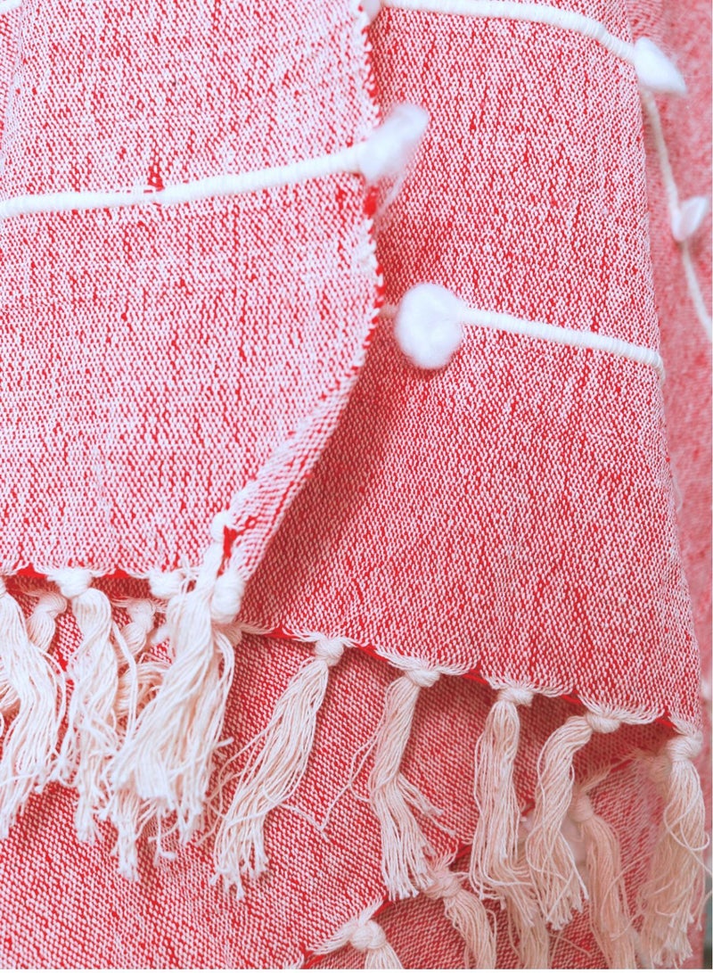 OJARIYA Pink Hand Knitted Premium Organic Cotton Throw Blanket  - Image 2