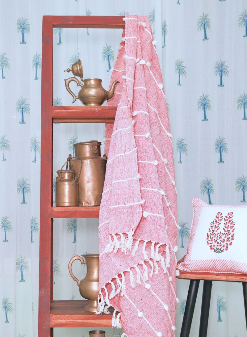 OJARIYA Pink Hand Knitted Premium Organic Cotton Throw Blanket  - Image 4