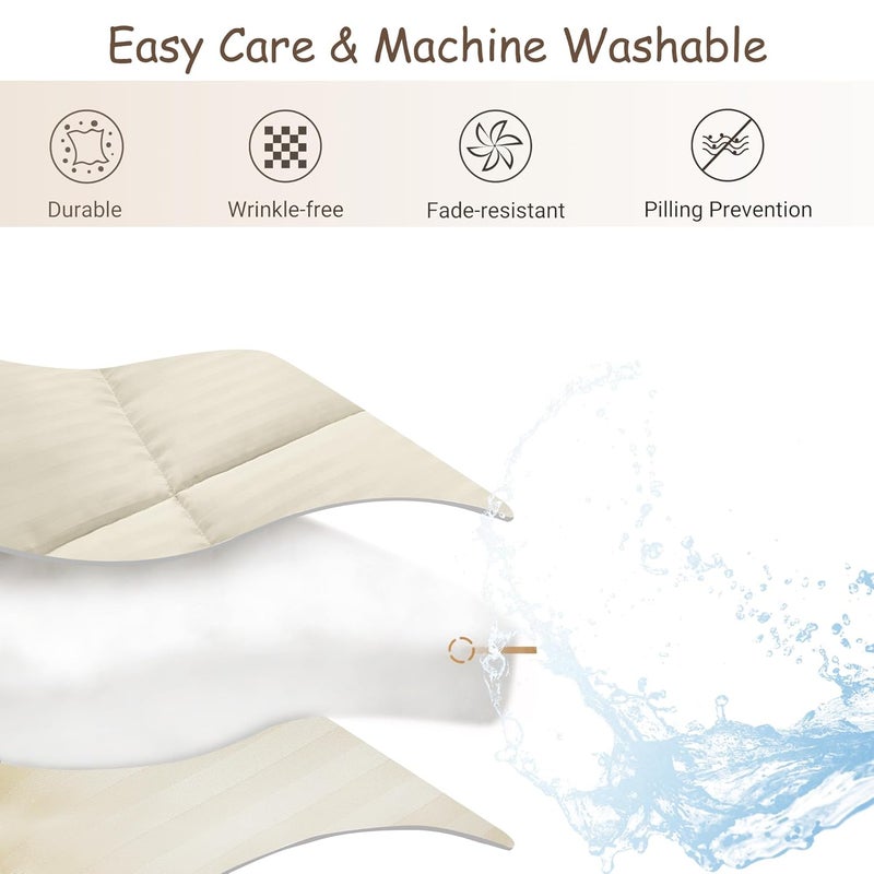 ZPECC Toddler Down Alternative Comforter, 39x47 Hypoallergenic Baby Blanket Quilt, Soft Breathable Lightweight All Season Kids Duvet Insert for Crib Stroller Cot Daycare, Cream Stripe - Image 3