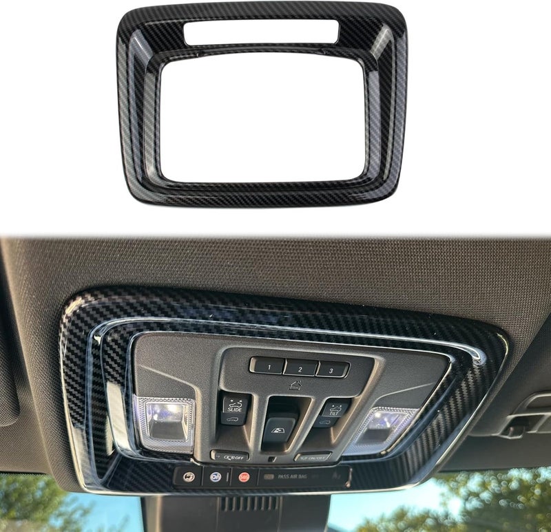 Fewshaw Carbon Fiber Interior Roof Reading Light Lamp Cover Trim for 2019-2022 Chevy Silverado 1500/GMC Sierra 1500 and 2020-2023 Silverado/Sierra 2500 3500 HD - Image 1