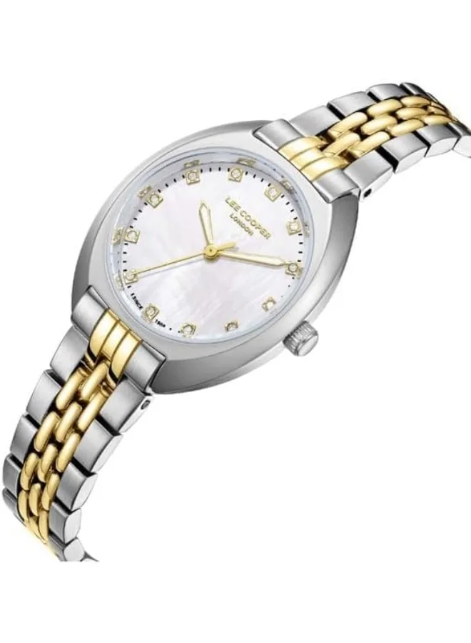 لي كوبر Lee Cooper Women's 2035 Movement Watch, Analog Display and Metal Strap - LC07989.220, White