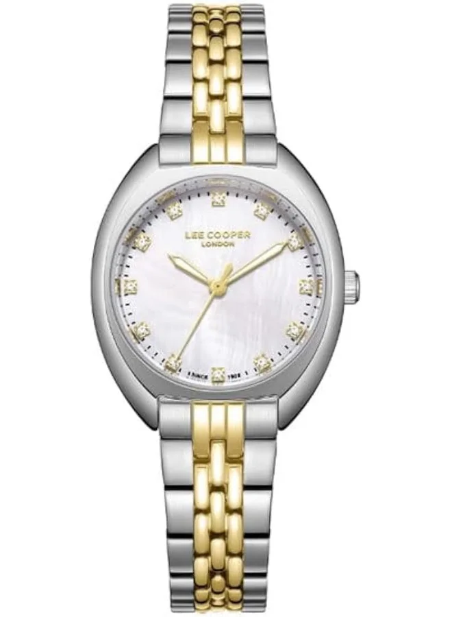 لي كوبر Lee Cooper Women's 2035 Movement Watch, Analog Display and Metal Strap - LC07989.220, White