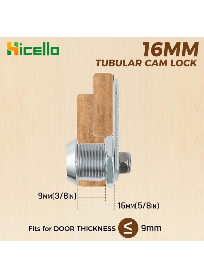 Hicello Drawer Tubular Lock 16Mm Zinc Alloy Security Drawer Cam Cylinder Door Mailbox Cabinet Tool Box Lock 2 Keys Hardware Locks - Image 4