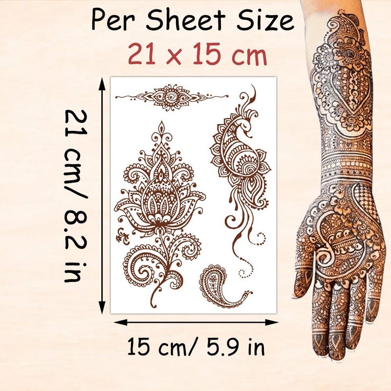 S.A.V.I SAVI 2 Sheets  Mehendi Henna Tattoo Stickers Waterproof Natural Color Ideal for Womens Hands  Arms  21x15cm - Image 3