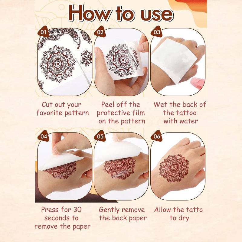 S.A.V.I SAVI 2 Sheets  Mehendi Henna Tattoo Stickers Waterproof Natural Color Ideal for Womens Hands  Arms  21x15cm - Image 4