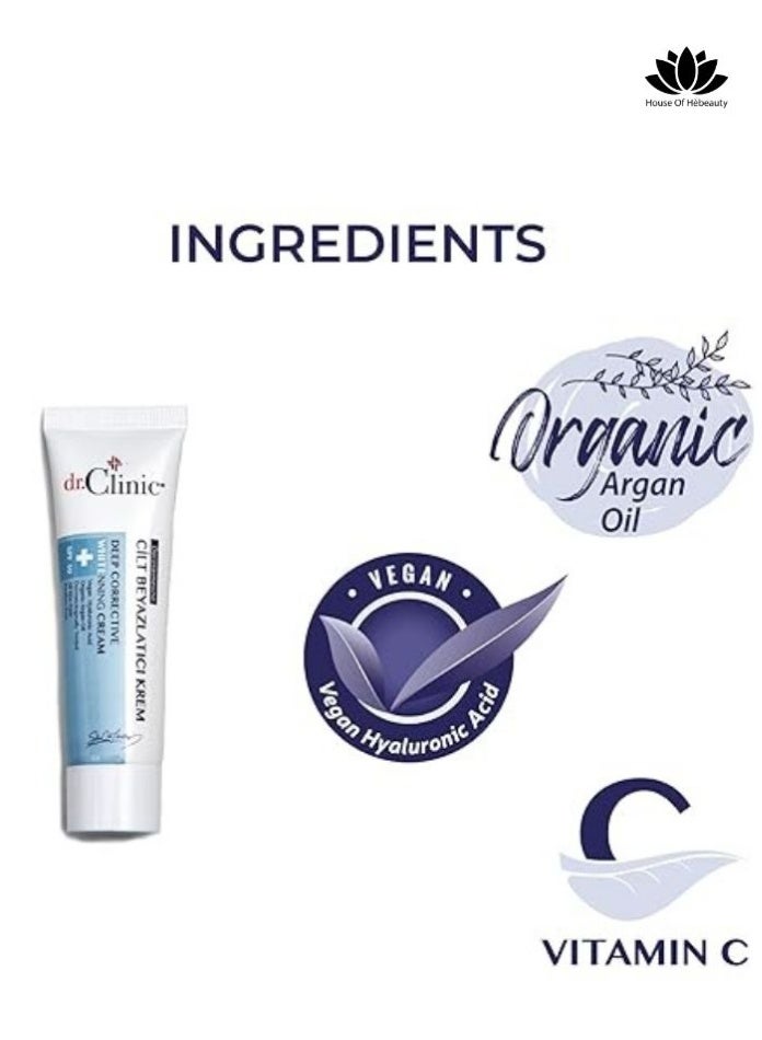 dr.Clinic DR. CLINIC | Deep Corrective Whitening Cream | Brightening & Pigmentation Care | Enriched with Argan Oil, Hyaluronic Acid & Salicylic Acid | For All Skin Types | 50 ml - Image 3