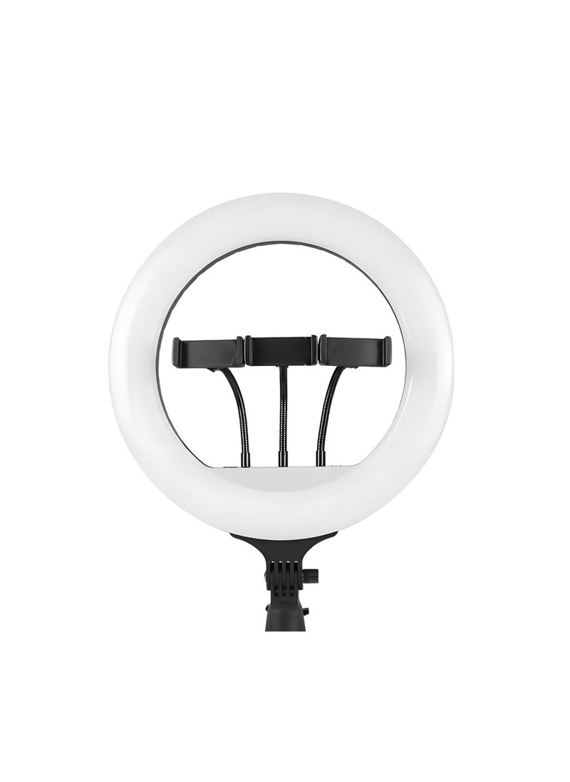 Ring Light for Photography Model LIVE-R56, 560mm, 3-level Lighting, for Live Broadcasting, Remote Control, 360-degree Rotation, Tripod, Holds 3 Mobile Phones