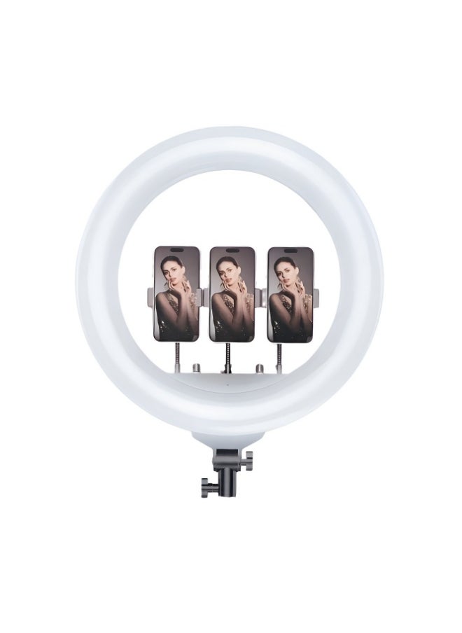 Ring Light for Photography Model LIVE-R56, 560mm, 3-level Lighting, for Live Broadcasting, Remote Control, 360-degree Rotation, Tripod, Holds 3 Mobile Phones