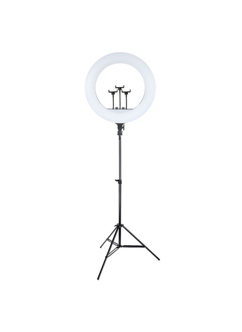 Ring Light for Photography Model LIVE-R56, 560mm, 3-level Lighting, for Live Broadcasting, Remote Control, 360-degree Rotation, Tripod, Holds 3 Mobile Phones