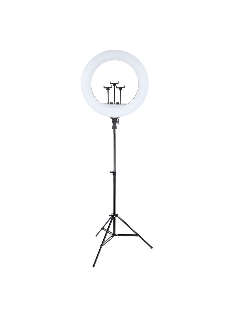 Ring Light for Photography Model LIVE-R56, 560mm, 3-level Lighting, for Live Broadcasting, Remote Control, 360-degree Rotation, Tripod, Holds 3 Mobile Phones
