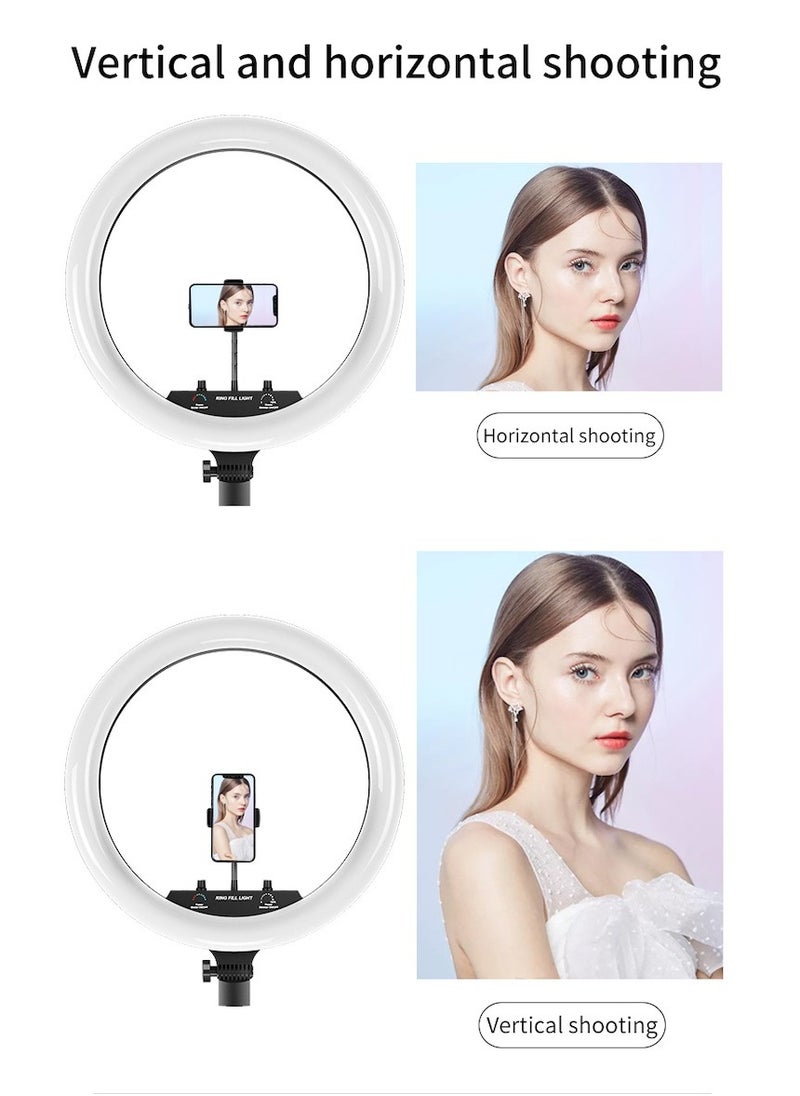 Ring Light for Photography Model LIVE-R56, 560mm, 3-level Lighting, for Live Broadcasting, Remote Control, 360-degree Rotation, Tripod, Holds 3 Mobile Phones