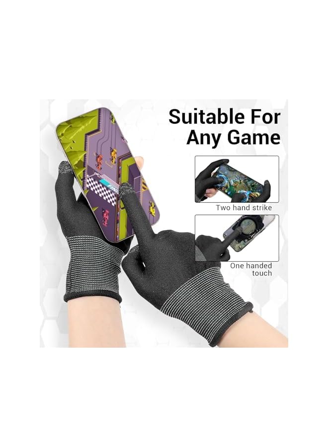 Green Tiger Breathable Touchscreen Gaming Gloves with Thumb Sleeves - Ultra-Thin Anti-Sweat Design for Mobile Gamers Streamers & Tablet Users - Comfortable Finger Sleeves for Long Gaming Sessions, One Size - Image 3