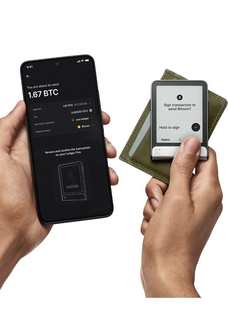 Ledger Flex Hardware Wallet | 2.84" TouchScreen + Recovery Key, Bitcoin Security, World's Safest Crypto Wallet, Bluetooth Connection, USB-C Charging, 5000+ Coins & NFT, for iOS & Android - Black  - Image 4