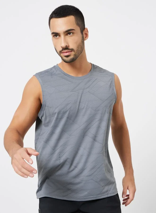 ستايلي اكتيف تيشيرت رجالي رمادي مطبوع بأداء مريح