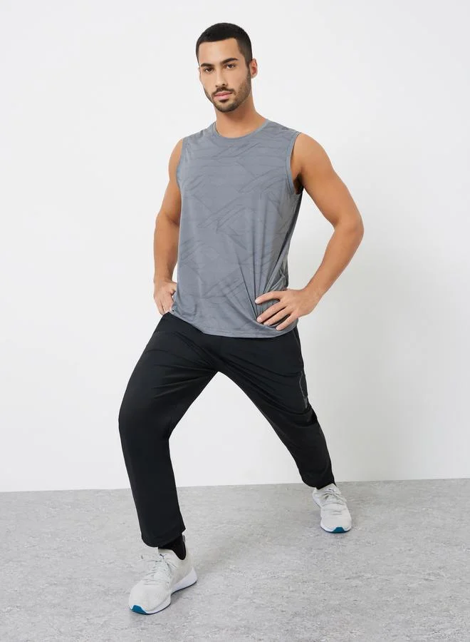 ستايلي اكتيف تيشيرت رجالي رمادي مطبوع بأداء مريح