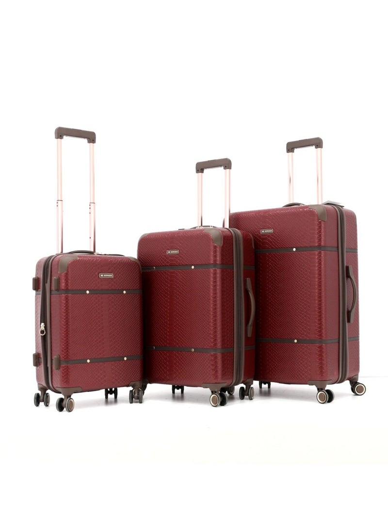 SONADA Hardshell Luggage Trolley Bag 3 Pieces Set,Red (S-20",M-24",L-28") - Image 1