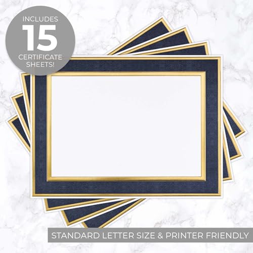 Great Papers! Navy Frame Embossed Gold Foil Certificate for Recognition, Accomplishments and Appreciation, Laser and Inkjet Compatible, 8.5” x 11” 15 Count (20103773) - Image 3