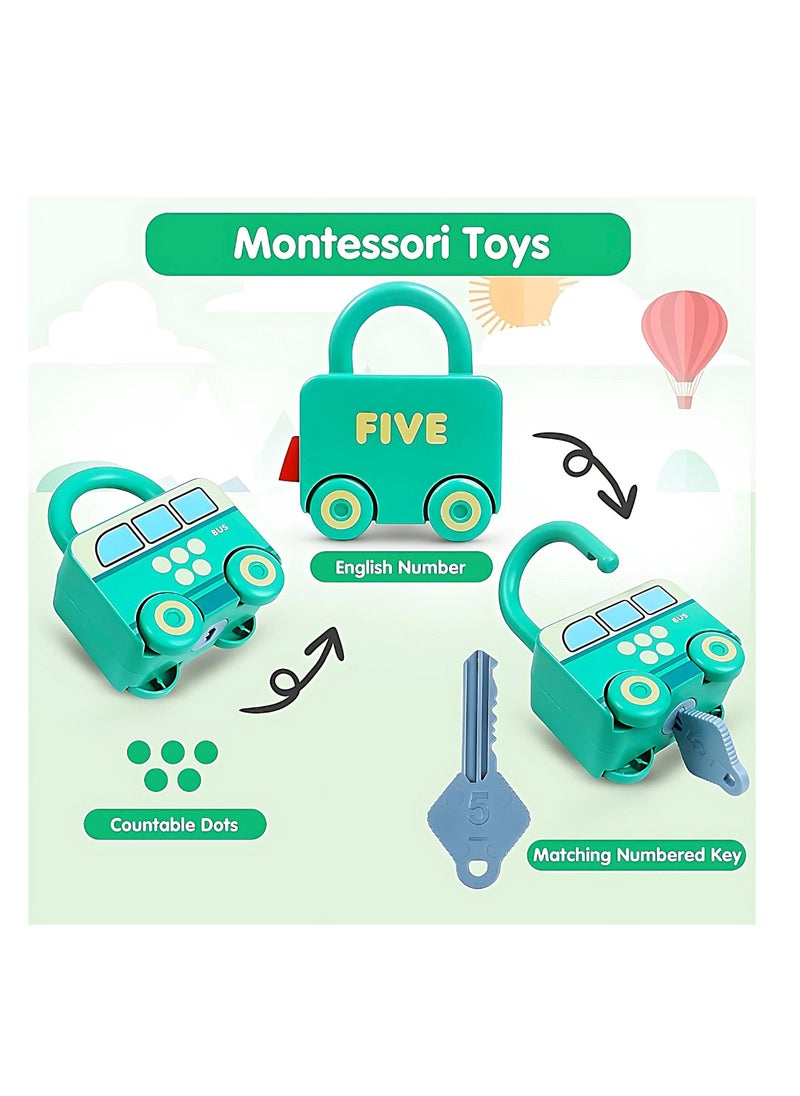 Made2Motivate Preschool Learning Activities Lock and Key Toy Montessori Counting and Matching Toy for Toddler Sensory Car Activity Preschool Fine Motor Skill Toy for Kids  - Image 2