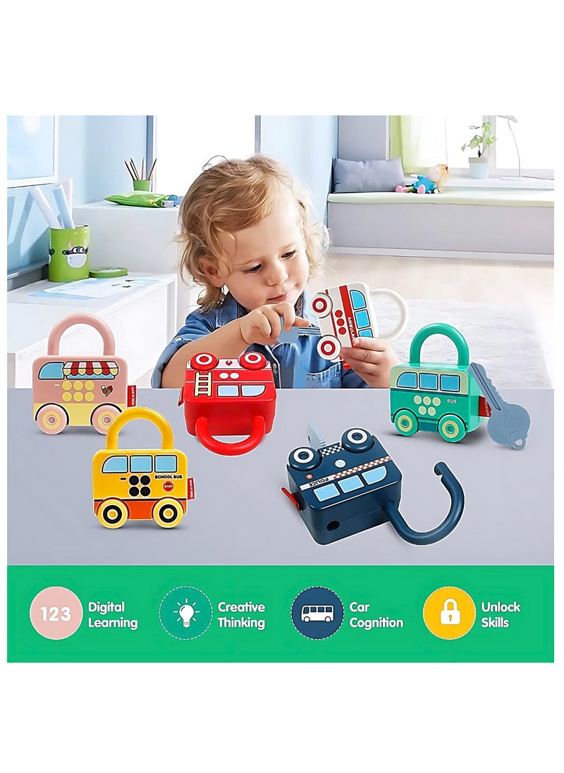 Made2Motivate Preschool Learning Activities Lock and Key Toy Montessori Counting and Matching Toy for Toddler Sensory Car Activity Preschool Fine Motor Skill Toy for Kids  - Image 3