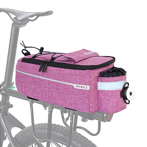 RAYMACE Bike Trunk Cooler Bag With Tail Light,Bicycle Rear Rack Bag Insulated Storage 8L,Pannier Bag (Violet) - Image 1
