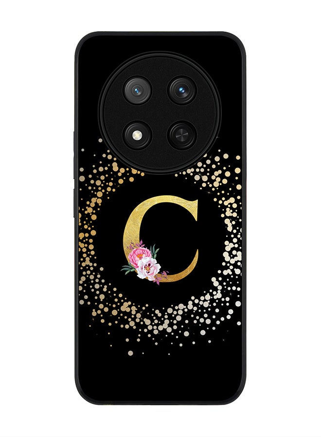 Stylizedd For Honor X9c / Honor Magic7 Lite 5G Case,Slim fit Camera Protection, Shockproof Thin Phone cover  - Custom Monogram Floral - C ( Black ) - Image 1