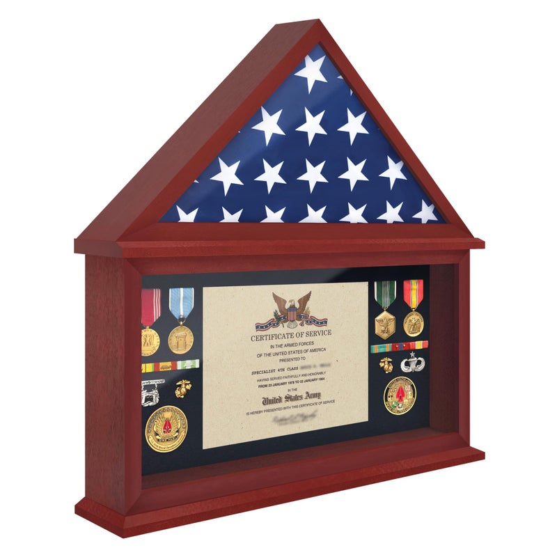 ILOT American Flag Display Case - Military Shadow Box with Polished Plexiglass for 5'x9.5' Folded Flag - Image 1