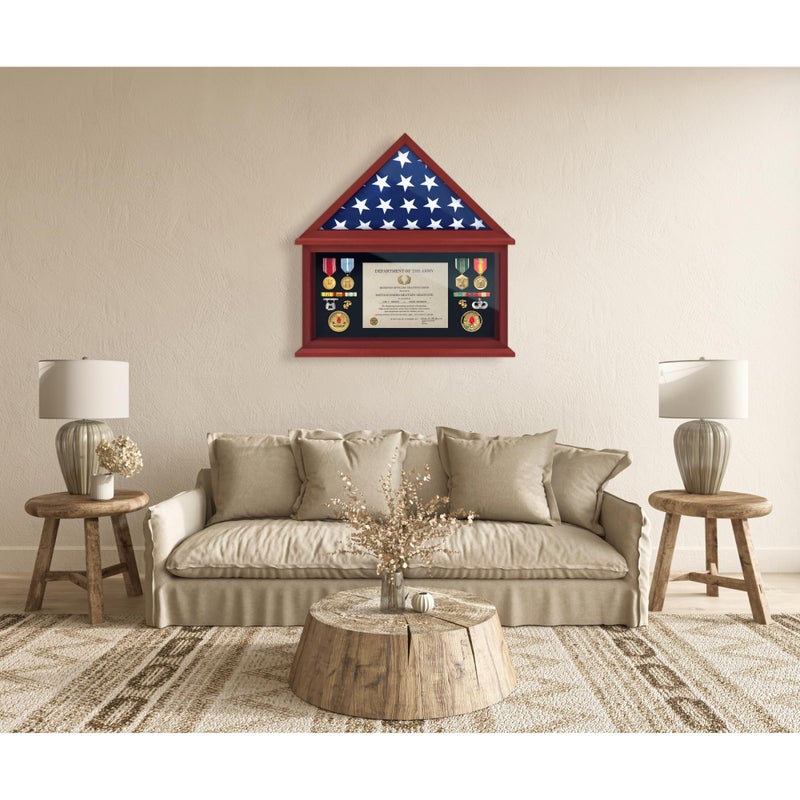 ILOT American Flag Display Case - Military Shadow Box with Polished Plexiglass for 5'x9.5' Folded Flag - Image 2