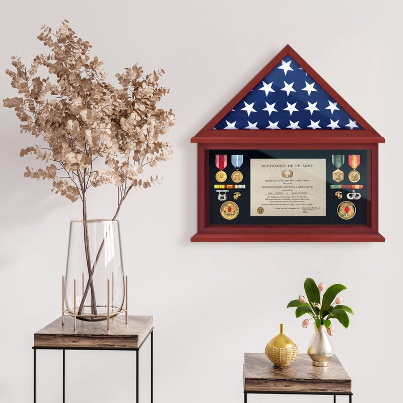 ILOT American Flag Display Case - Military Shadow Box with Polished Plexiglass for 5'x9.5' Folded Flag - Image 5
