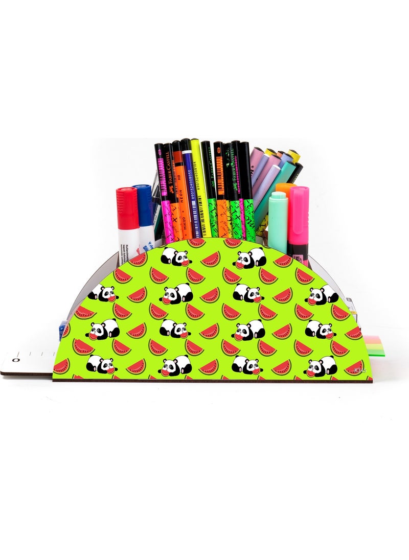 KutuTR Wooden Vip Mini Animals Rainbow Ruler Desktop Pen Holder Organizer with Mounted Box  - Image 2
