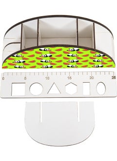 KutuTR Wooden Vip Mini Animals Rainbow Ruler Desktop Pen Holder Organizer with Mounted Box  - Image 4