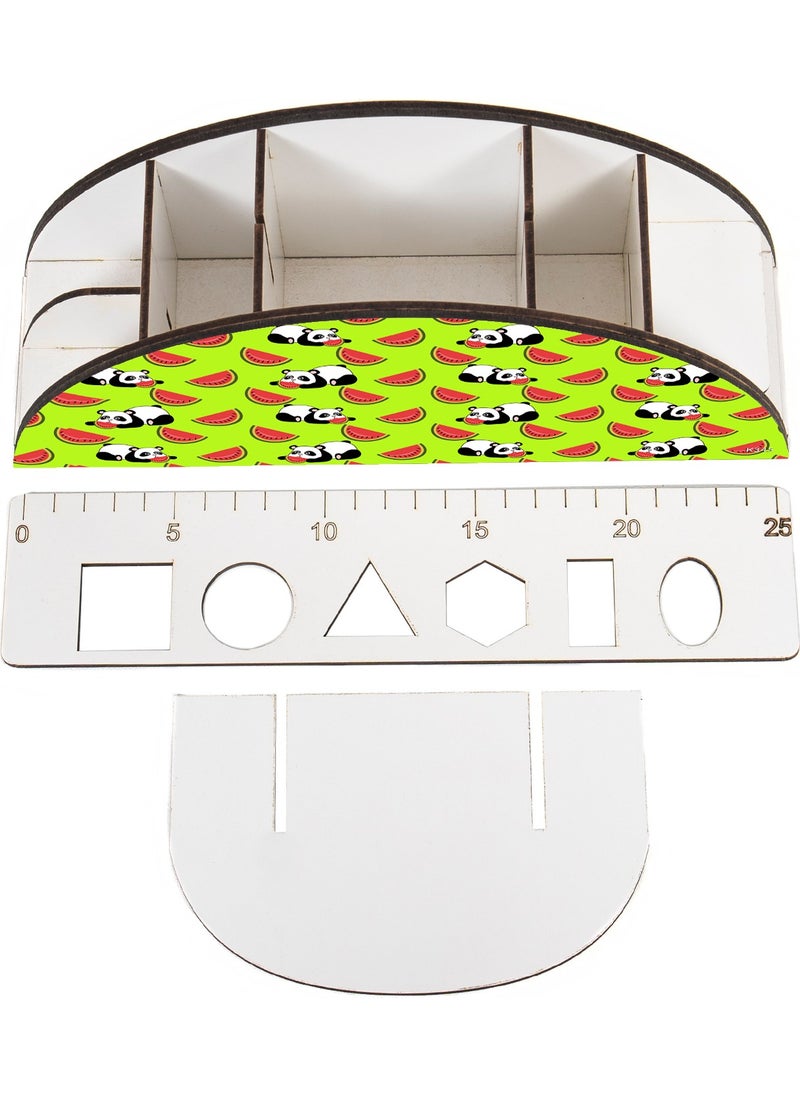 KutuTR Wooden Vip Mini Animals Rainbow Ruler Desktop Pen Holder Organizer with Mounted Box  - Image 4
