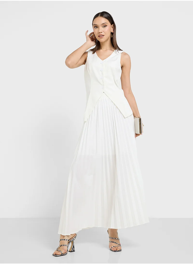 ELLA Tailored Vest & Pleated Skirt Set
