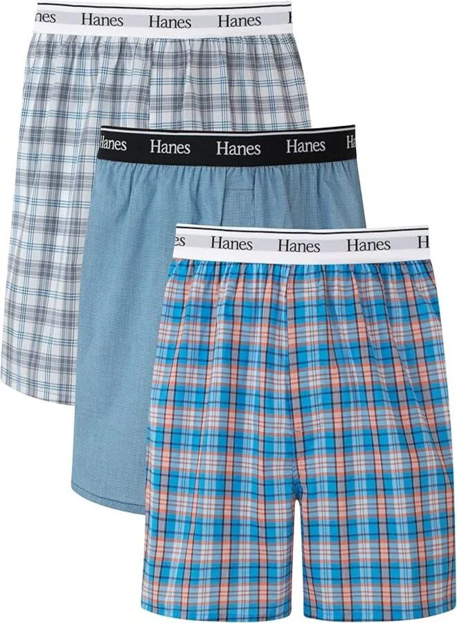 Hanes  Hanes Originals Men’s Woven Boxer,Moisture-Wicking Underwear, Modern Fit Low Rise, Multipacks for Men | Best Price UAE