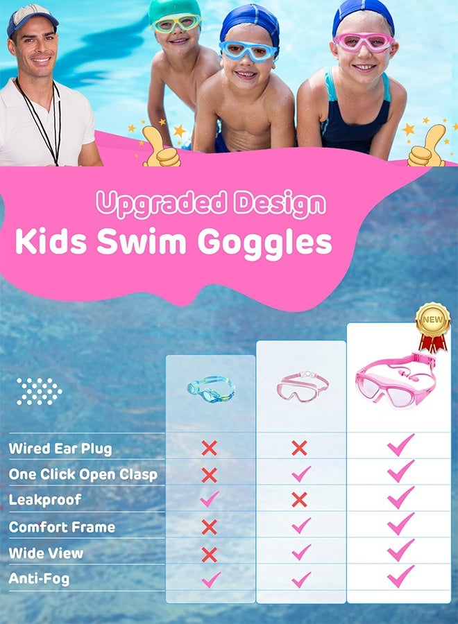 AZorb Swimming Goggles Kids Anti-Fog Waterproof Silicone UV Protection Swim Glasses with Adjustable Strap Comfortable Leak-Proof Design for Kids Youth Pink - Image 3