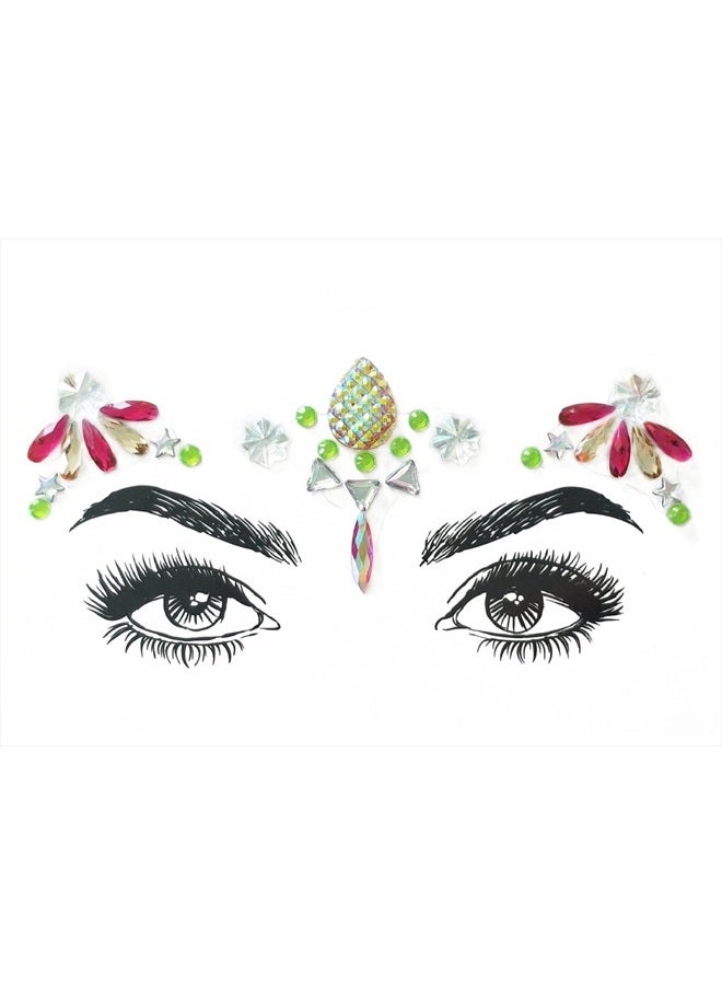SHINEYES 6 Pcs Women Mermaid Face Gems Glitter, Rhinestone Rave Face Body Jewels Festival,Crystals Face Stickers, Eyes Face Body Temporary Tattoos - Image 5