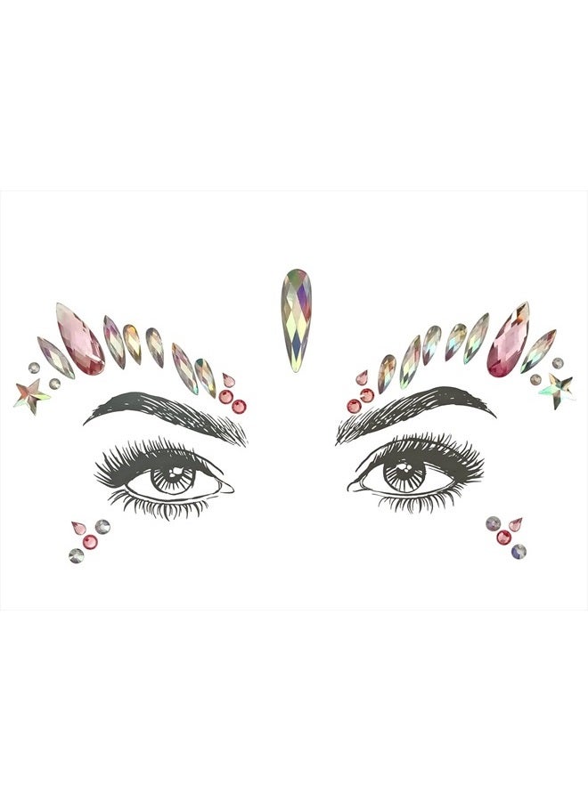 SHINEYES 6 Pcs Women Mermaid Face Gems Glitter, Rhinestone Rave Face Body Jewels Festival,Crystals Face Stickers, Eyes Face Body Temporary Tattoos - Image 4