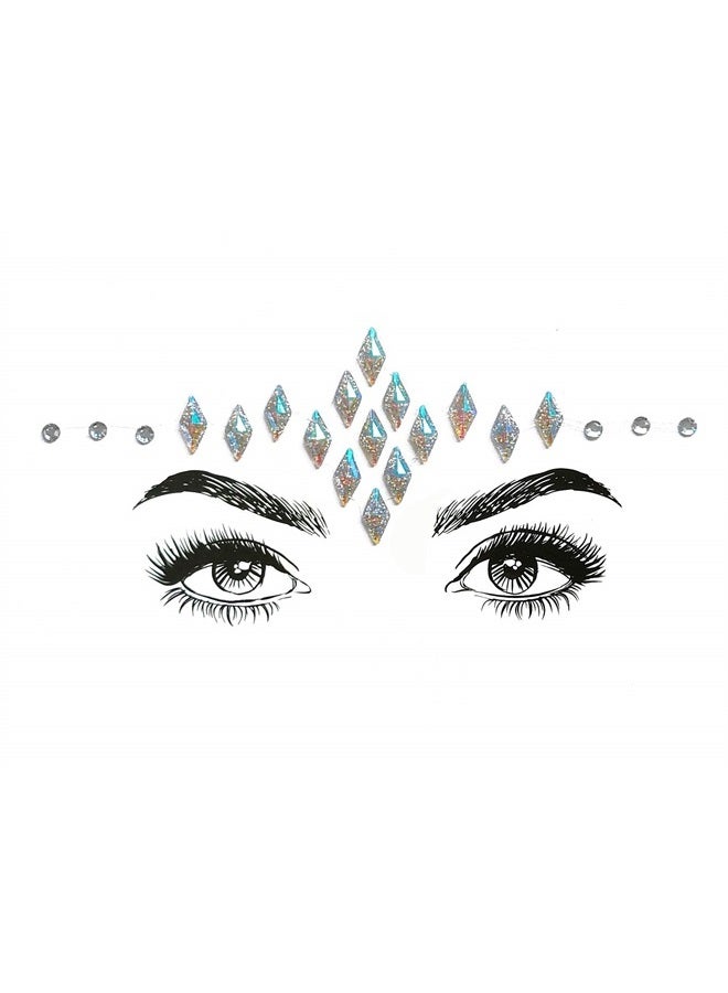 SHINEYES 6 Pcs Women Mermaid Face Gems Glitter, Rhinestone Rave Face Body Jewels Festival,Crystals Face Stickers, Eyes Face Body Temporary Tattoos - Image 3