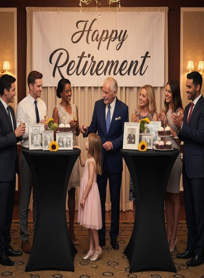 HolidayIdeas أغطية طاولات كوكتيل سوداء من الإسباندكس لطاولات الحانات ذات ارتفاع 30-32 بوصة، عبوة من قطعتين - Image 2