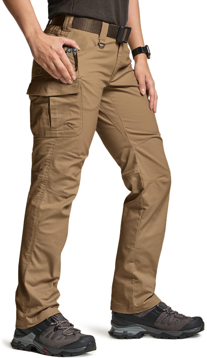 CQR Women's Flex Stretch Tactical Pants, Water Resistant Ripstop Cargo Work Pants with Pockets for Outdoor & Hiking, Vanguard Cougar, 6 - Image 1