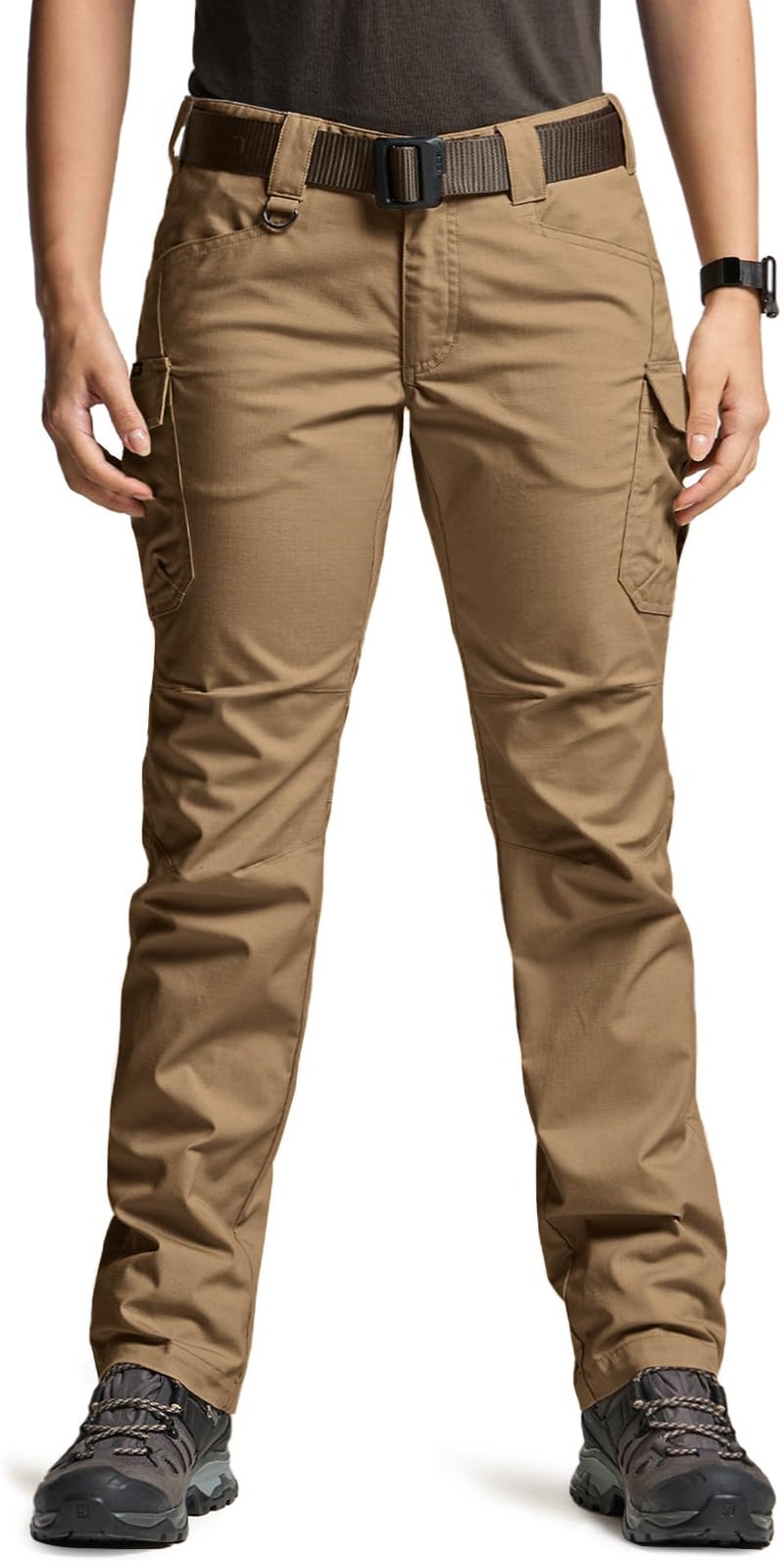 CQR Women's Flex Stretch Tactical Pants, Water Resistant Ripstop Cargo Work Pants with Pockets for Outdoor & Hiking, Vanguard Cougar, 6 - Image 4