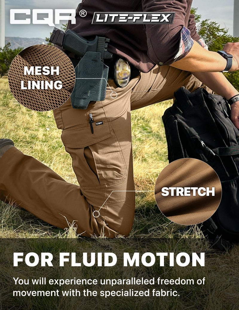 CQR Women's Flex Stretch Tactical Pants, Water Resistant Ripstop Cargo Work Pants with Pockets for Outdoor & Hiking, Vanguard Cougar, 6 - Image 5