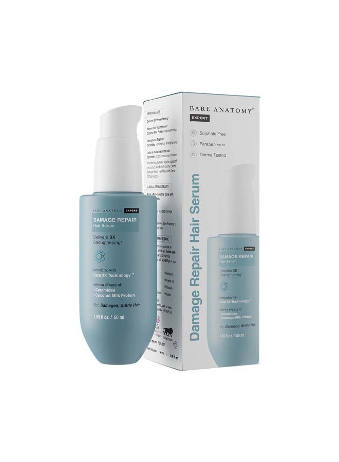 Damage Repair Hair Serum, Powered by Cera3x Technology Delivers 3x Hair Strengthening, Serum for Smoothing for Dry and Frizzy Hair, 50ml - view 2