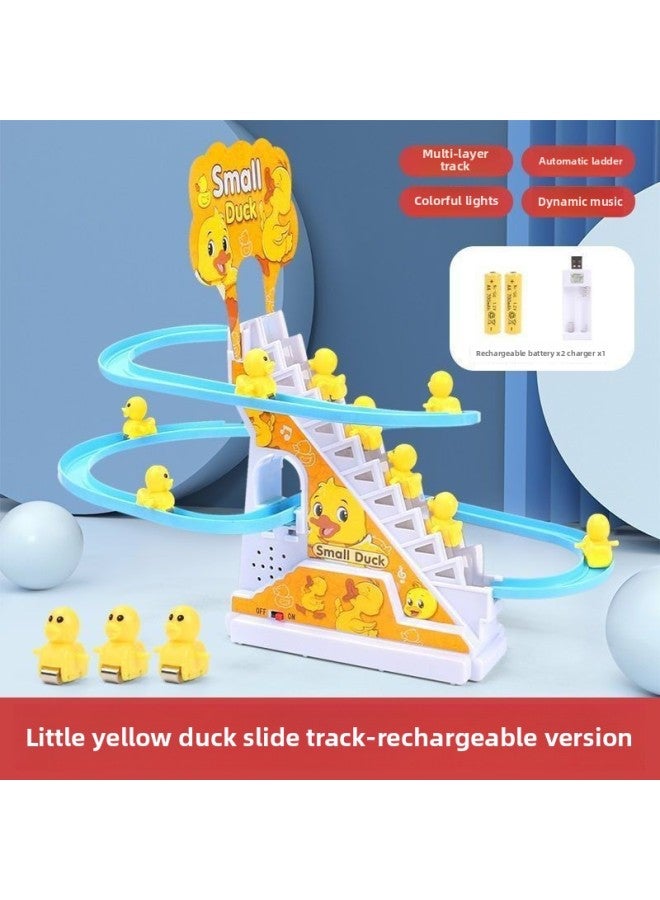 Baby Practice Head Up Training Toys Guide Baby To Learn To Climb Little Yellow Duck Climb Ladder Duck Track Early Education-Color:[Large] Electric Track Slide +3 Little Yellow Ducks-Standard [Send Ordinary Battery]] - Image 1