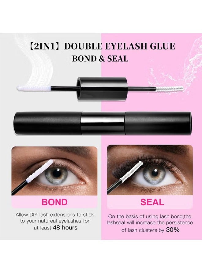 اتش واي الفردية الرموش العنقودية الرموش DIY رمش نظرة طبيعية 3D تأثير الأسود الفردية الرموش الصناعية مع الغراء رمش - Image 3