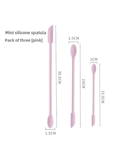 Mini Silicone Double-headed Sharp Scraper Spoon Cosmetic Skin Care Products Extraction Tool Set Including Avocado Jam Scraper-Specifications:Pink Three-piece Set