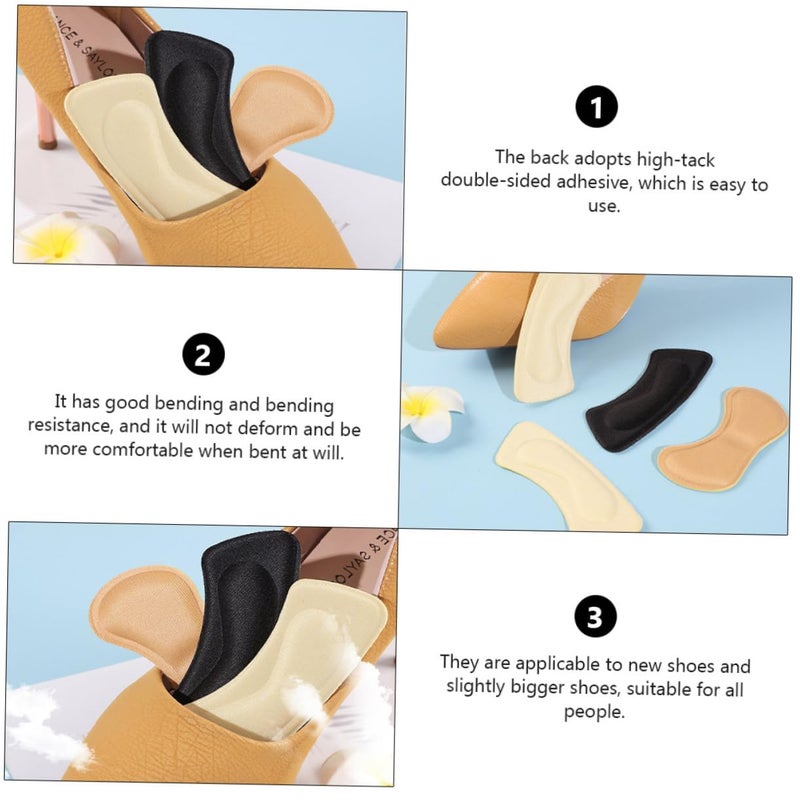 Adhesive Heel Cushions 3 Pairs Black Beige Khaki Prevent Slipping Comfort Fit Women Shoes - Image 5