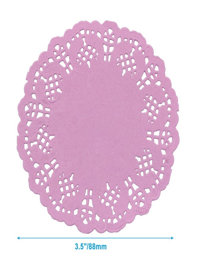 Rierdge Round Paper Doilies, 100 Pcs 3.5” Colorful Decorative Lace Paper Doilies Disposable Placemats for Wedding Birthday Desserts Cakes Party Tableware Food Decoration, Pink - Image 3