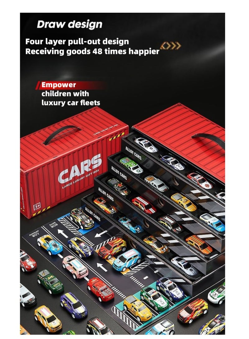 Children's Tin Car Alloy Car Toy Mini 48 Power Car Gift Box Set - Image 3