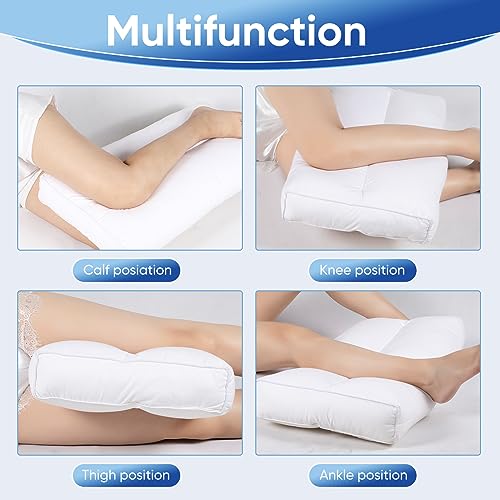 MINUPWELL Knee Pillow for Side Sleepers - Between Leg & Under Knee Pillow for Back Sleepers - Leg Pillow with 850G 7D Alternative for Relieving Leg, Back, and Knee Pain - 100% Cotton Fabric - White - Image 2